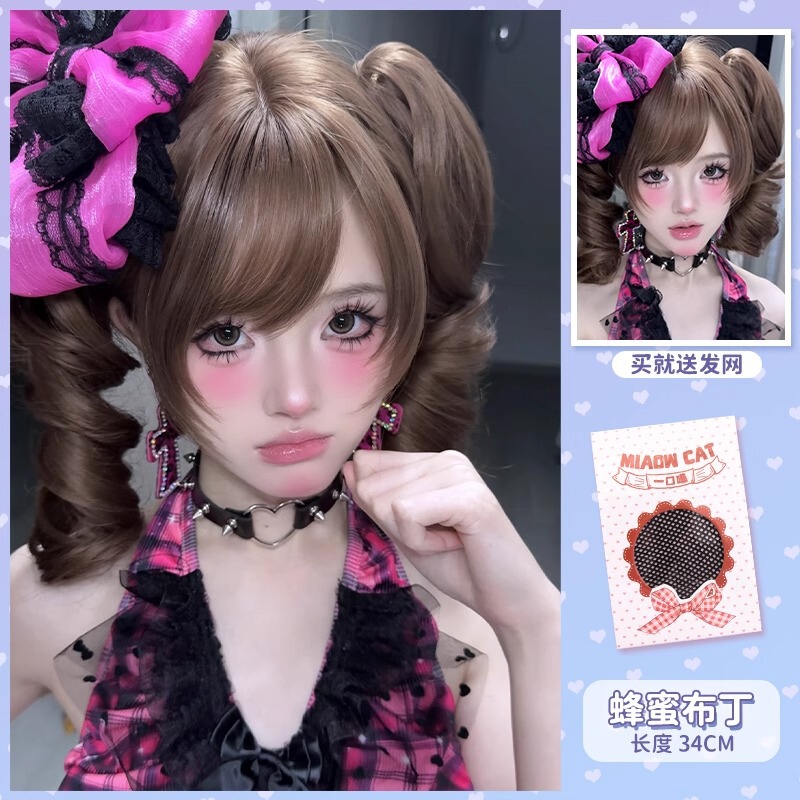 假发女自然减龄双马尾虎口夹罗马卷lolita新款女日常卷发短发小卷|undefined