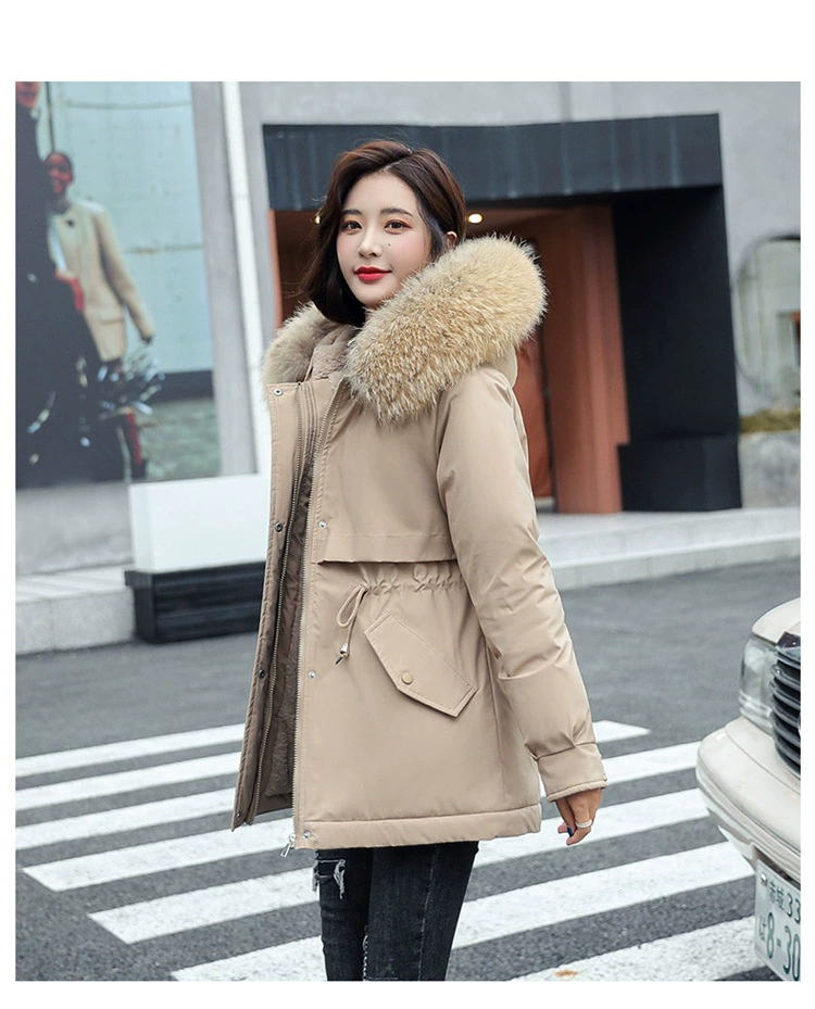 long duvet coat 2021 Winter Zipper Fur Collar Medium-long Thicken Hooded Coat Slim Parka Cotton Padded Jacket Overcoat Plus Size Women Clothing puffer coat with fur hood