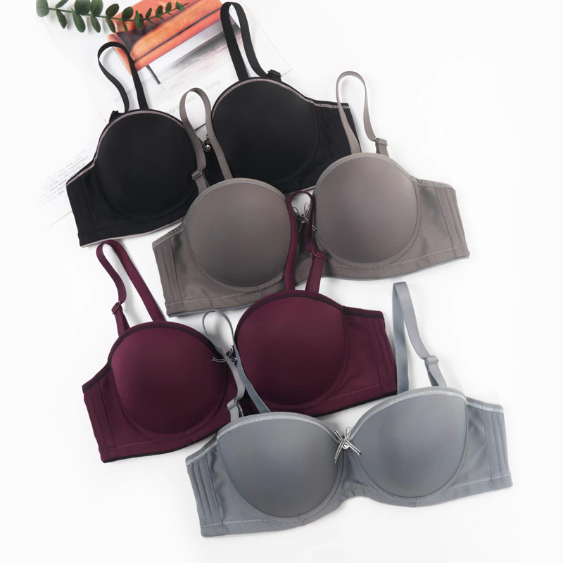 Bra de la mujer con un anillo de acero para la parte superior de la ropa interior sin marcas se puede quitar correa de hombro bra de copa B