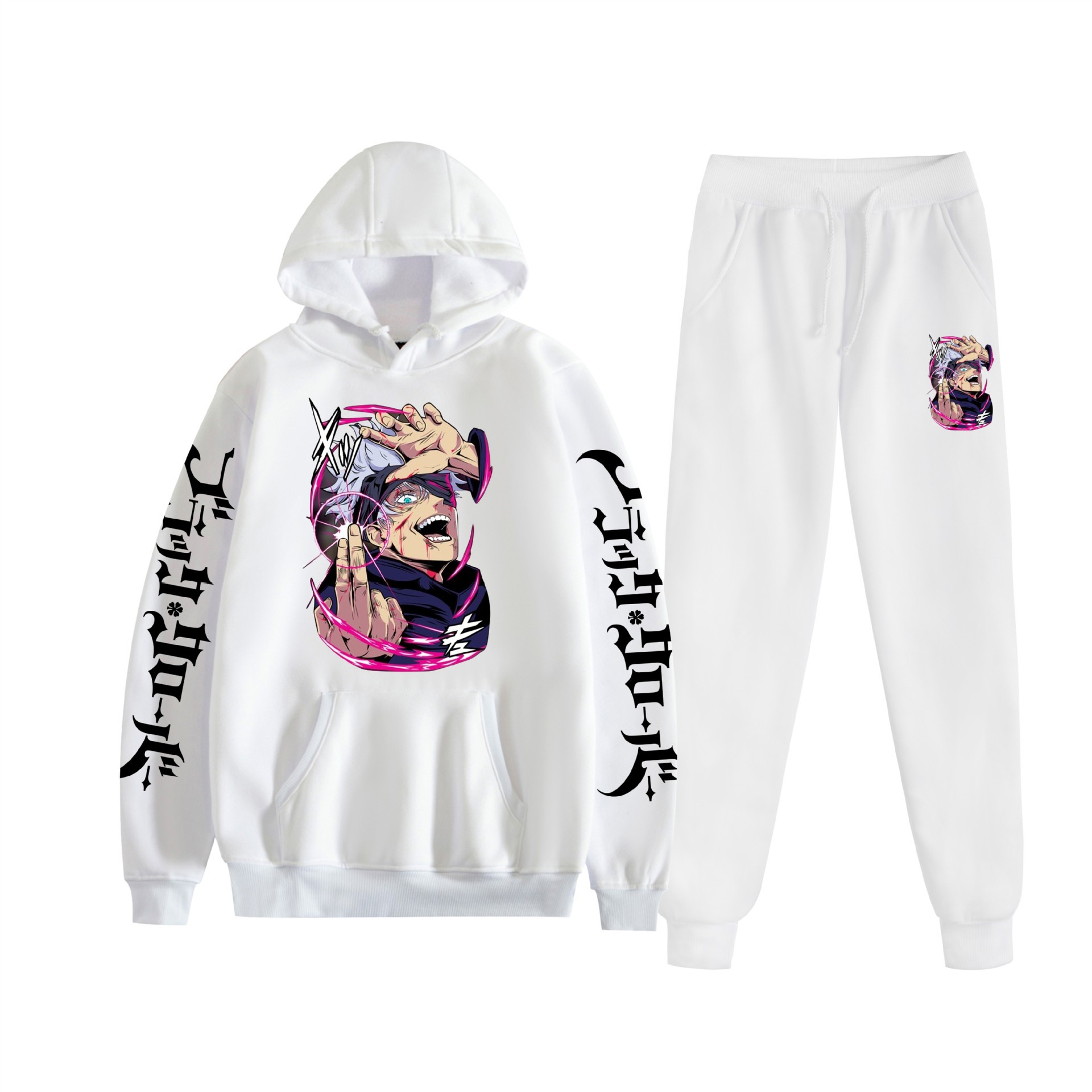 Comercio exterior nuevo estilo riman negro trébol de cuatro hojas Black Clover suéter con capucha corsés traje de dos piezas