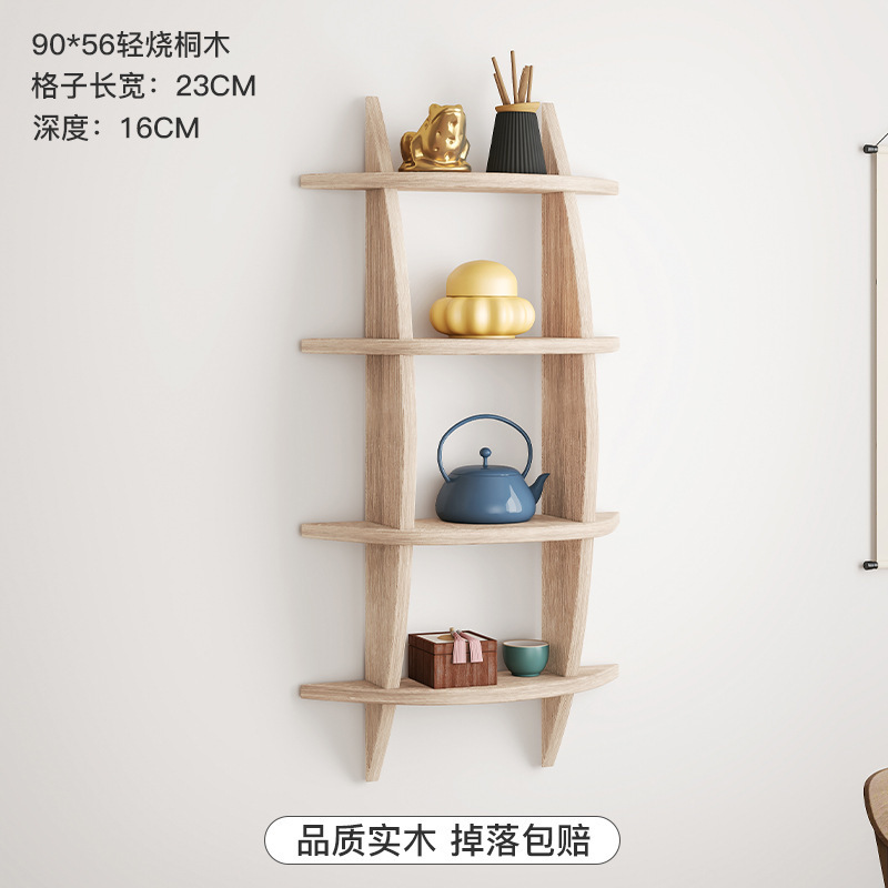 Juego de té de madera maciza, taza, taza de té, estante de almacenamiento, estante para salón de té en la pared