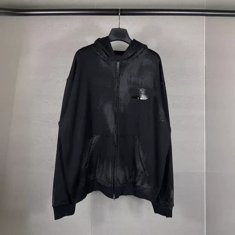 Autumn and Winter 2023 Paris Classic Coke Embroidered Hand-painted Graffiti Black Tape Cardigan Hoodie for Men and Women Autumn and Winter 2023 Paris Classic Coke Embroidered Hand-painted Graffiti Black Tape Cardigan Hoodie for Men and Women