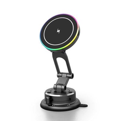 15W wireless charging car magnetic phone holder with vacuum suction, rotating car navigation stand for the center console (Car phone holder) - b90w-n52-wireless-charger-gunmetal-color-source-factory-supports-online-video-factory-inspection