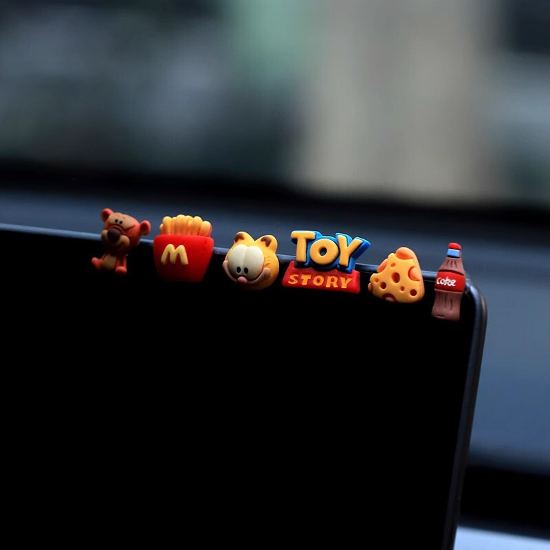 Car Center Console Screen Decoration Girls Interior Accessories Car Ornaments Cute Cartoon Fries Car Goodies New Style