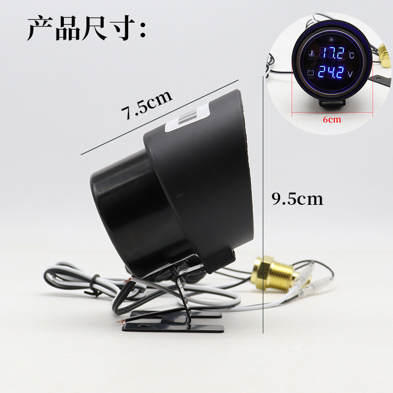 Voltage 2-in-1 Gauge – Universal automobile instrument - cannon-style-water-temp-voltage-gauge-16mm-temp-sensor