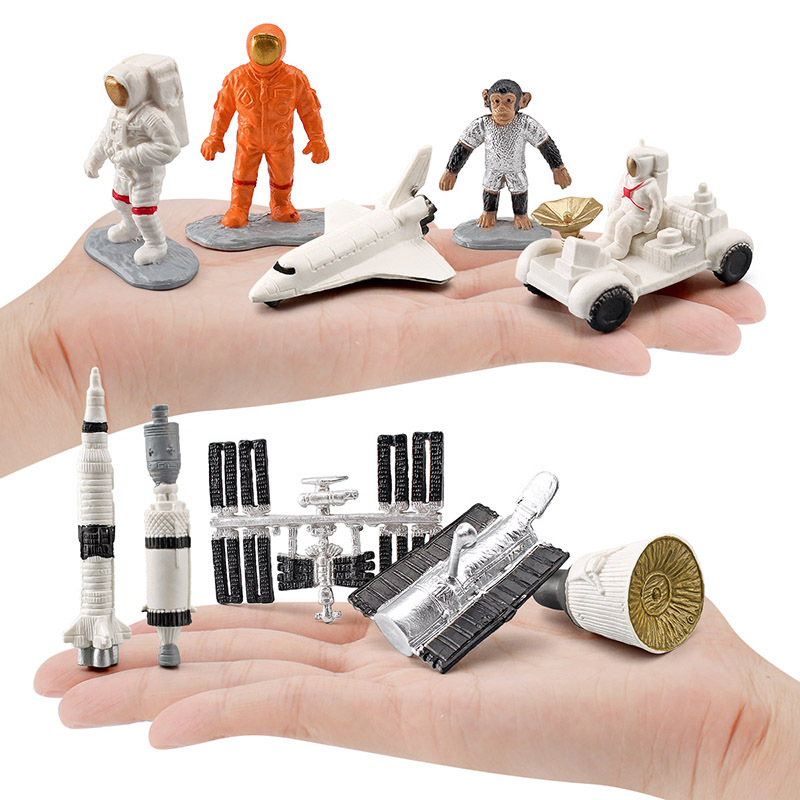 Simulación astronauta Apollo satélite cohete telescopio cápsula modelo exploración espacio escena decoración juguete