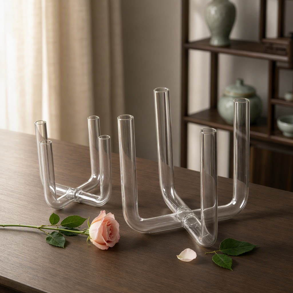Test Tube Glass Vase Small Diameter Container Art Living Room Vintage Ornament Flower Arrangement High-End Flower Pot Light Luxury Retro