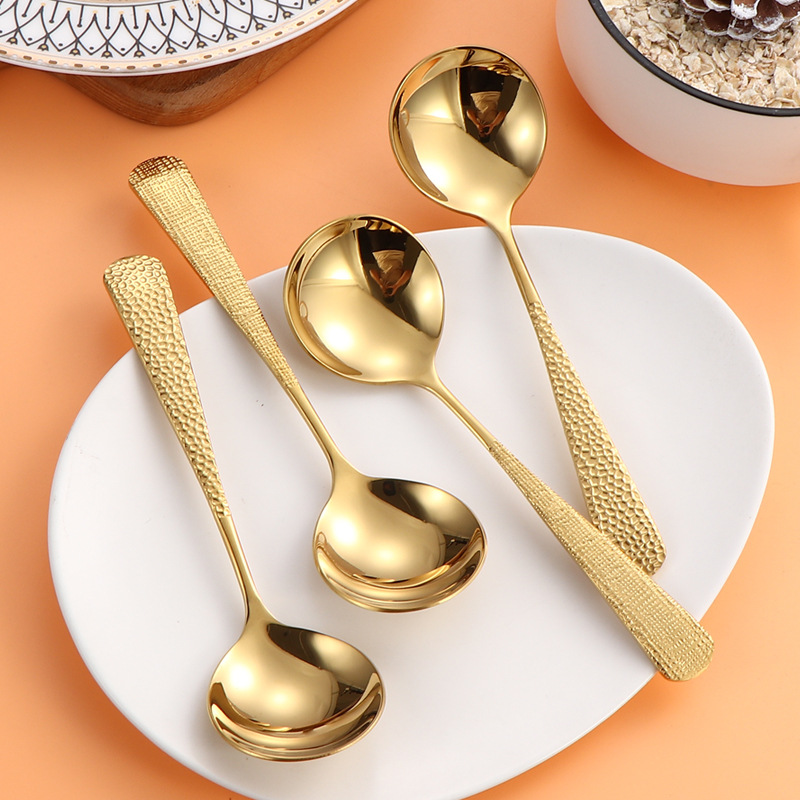 304 acero inoxidable red cuchara roja cuchara de tela martillo nuevo cuchara casera cuchara de comedor dulce sandía cuchara de cocina de cabeza redonda cuchara