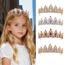 跨境欧美新娘皇冠结婚头饰女王复古水晶王冠巴洛克儿童公主发饰品