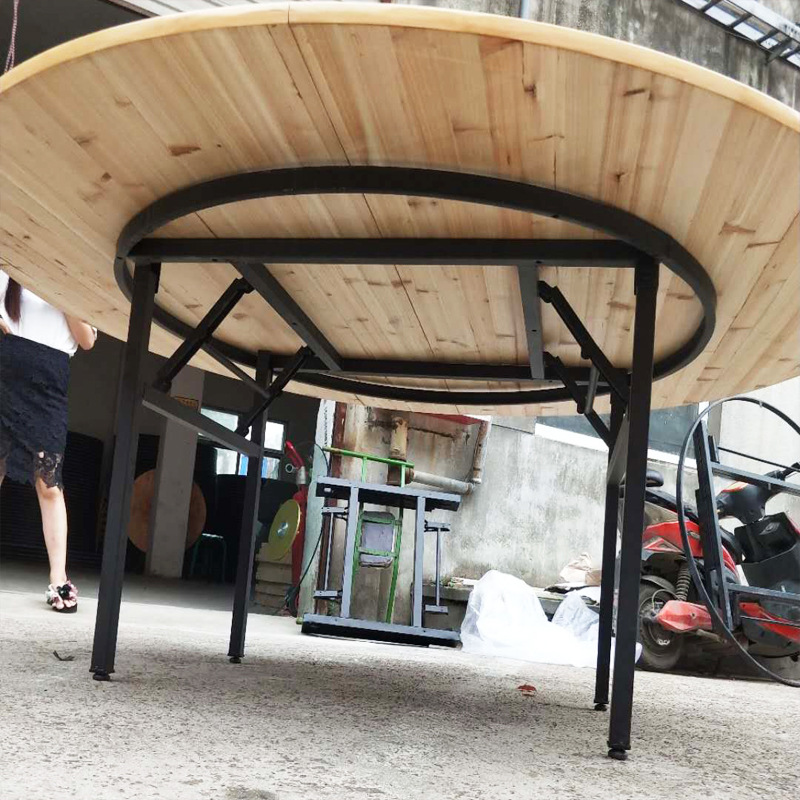 Fábrica directa de hoteles de madera maciza doméstica mesa redonda 10 personas 15 personas 20 personas sala de baile plegable mesa de comedor redonda gira