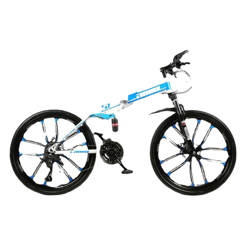 Cross-Border Spot Wholesale Mountain Bike 26inch 24inch Variable Speed Folding Shock-Absorbing Bicycle Bicycle Disc Brake Student