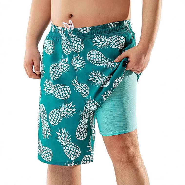 Summer 3D Digital Printing Print Men's Swimming Trunks with Compression Liner 2 Pack Quick Dry Stretch Beach Shorts Summer 3D Digital Printing Print Men's Swimming Trunks with Compression Liner 2 Pack Quick Dry Stretch Beach Shorts