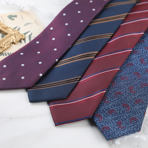 Men's business striped polyester silk 7cm hand tie formal casual collar accessories manufacturer