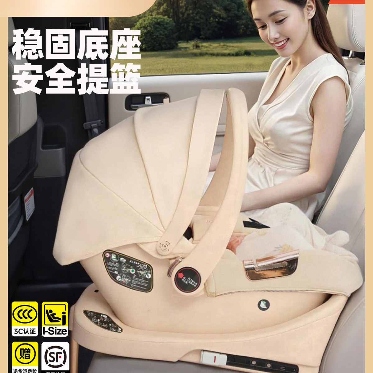 Beiye M7 Baby Safety Basket Car Newborn Kids Safety Seat Baby Car Portable Rocking Cradle