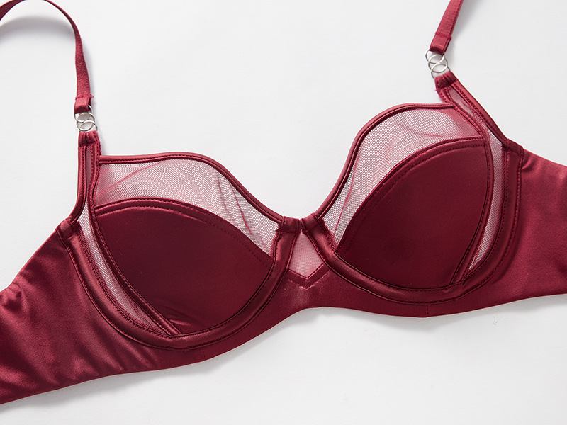 New French lingerie style thin cup, large chest, small collection, soft steel ring, comfortable bra set in red_voghion.com