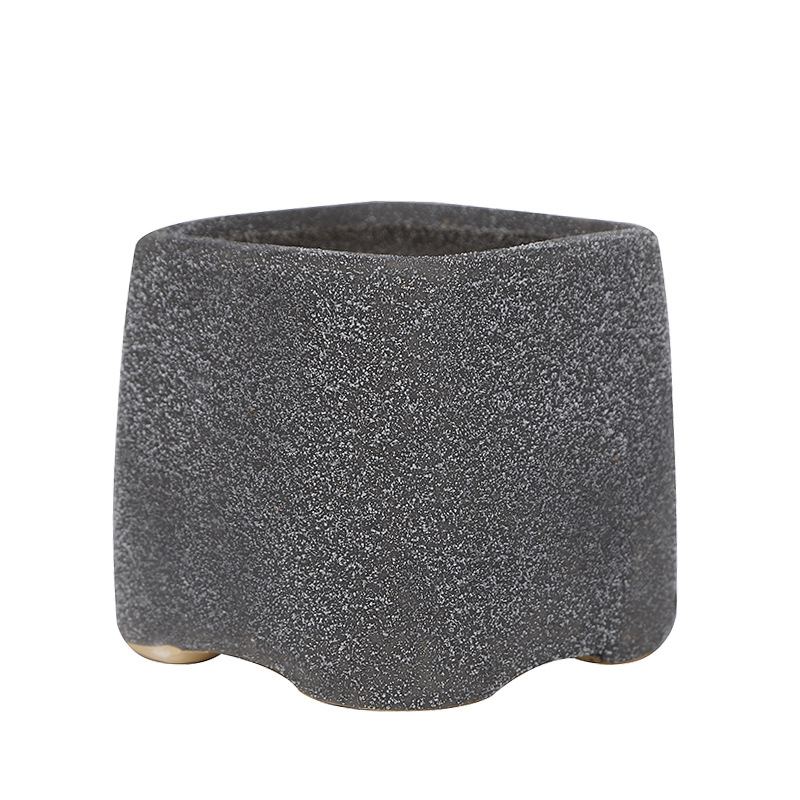 Cerámica de gres suculenta maceta de bambú transpirable simple planta verde planta olla decorativa pequeña maceta creativa al por mayor