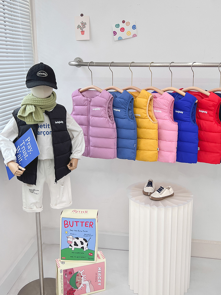 Autumn and Winter new children's down cotton vest boys and girls wear cotton vest inside and outside baby thickened warm clothes vest