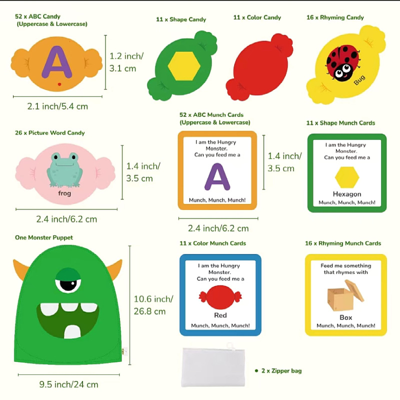Jardín de infantes para bebés alfabeto aprendizaje acertijos juguetes de iluminación ABC monstruos para niños pequeños comer letras aprendizaje juguetes de feltro