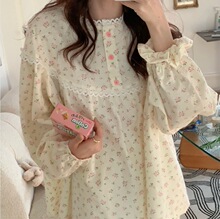 韩国ins女士秋冬新品甜美可爱小碎花磨毛睡衣新款家居服套装睡裙