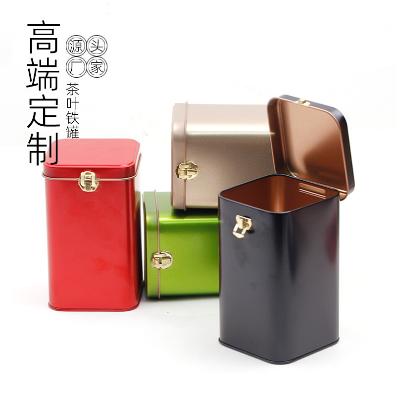 ブリキ金属ロックフリップトップブリキ缶包装正方形密封茶缶コーヒー豆金属包装ブリキ缶|undefined