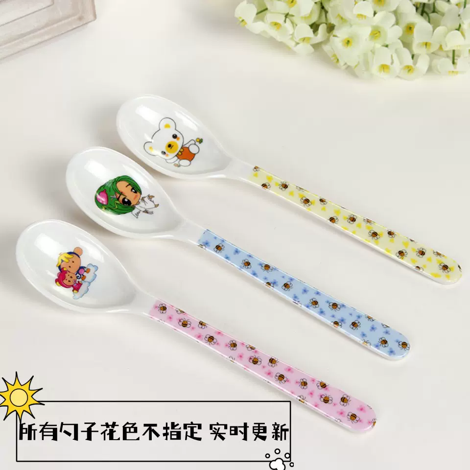 家用创意儿童勺子大汤勺调羹 密胺勺长柄勺多种花色卡通可爱 批发