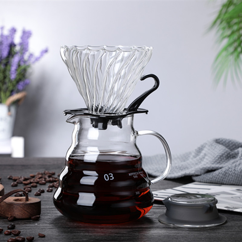 High borosilicate glass V60 hand punch filter cup share pot filter funnel glass coffee pot funnel coffee filter