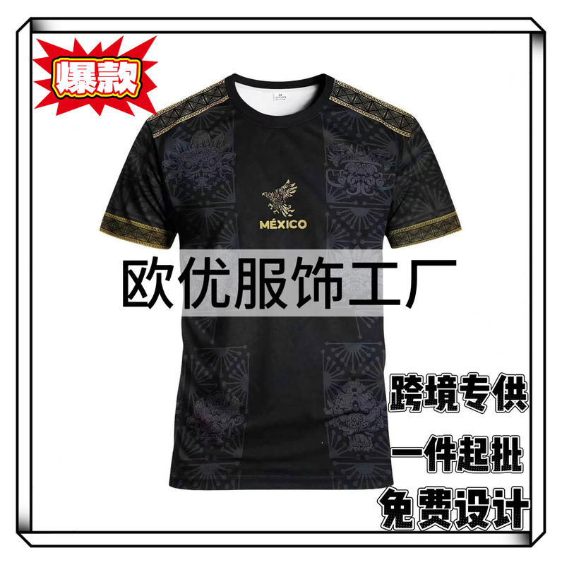 2026 New Mexican Style 3D Digital Printing Quick-Drying Short-Sleeved T-Shirt Men's Summer Trendy Casual Sports Top