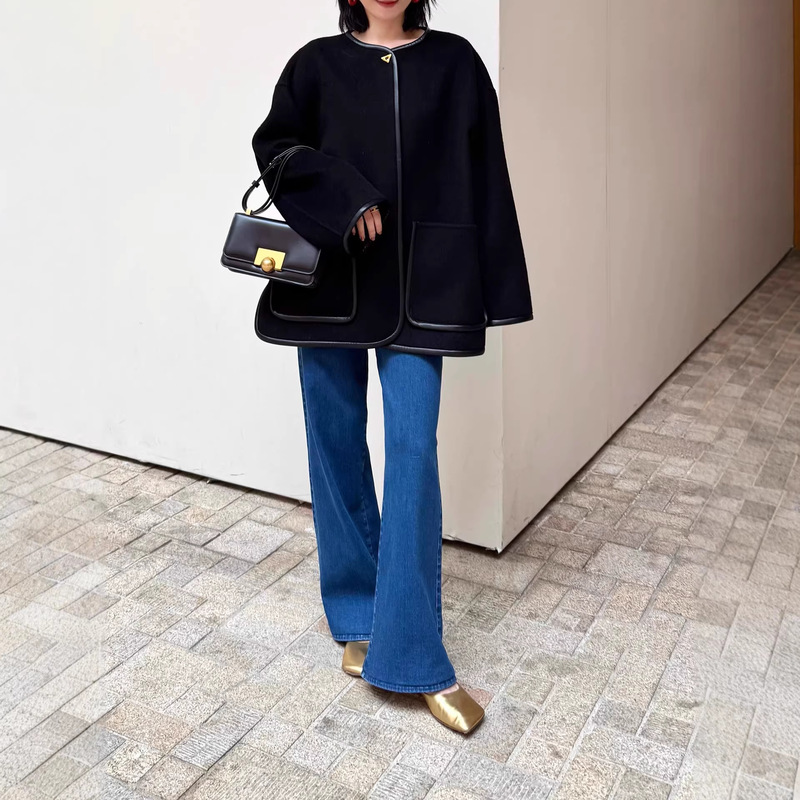 "Modern Milan" Thin Velvet Tailored Slim-Fit Straight-Leg Pants Stretch Denim Trousers "Modern Milan" Thin Velvet Tailored Slim-Fit Straight-Leg Pants Stretch Denim Trousers