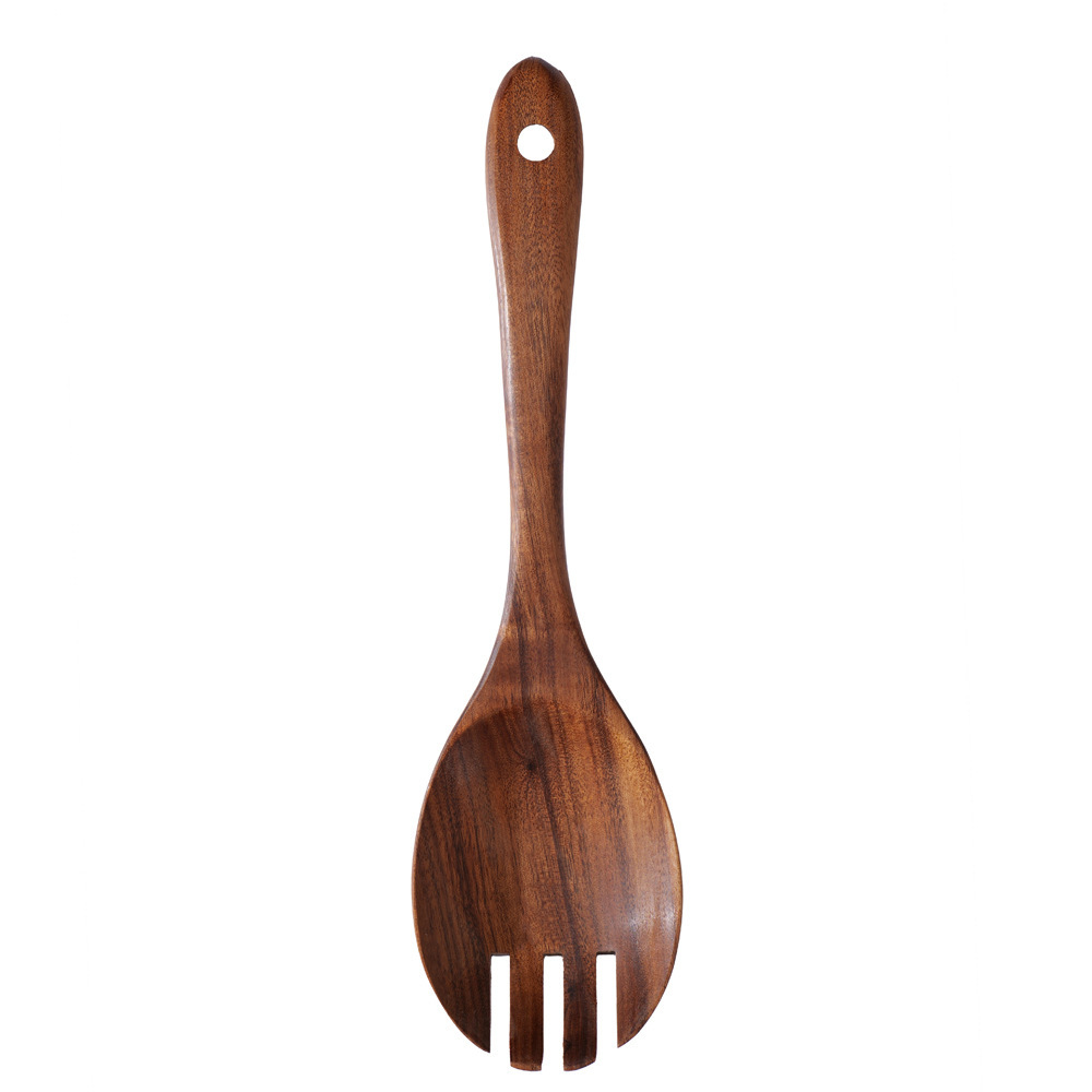 Acacia pala de madera no pegajosa pala de verduras pala de madera casera pala de ensalada tenedor de cola de cocina set