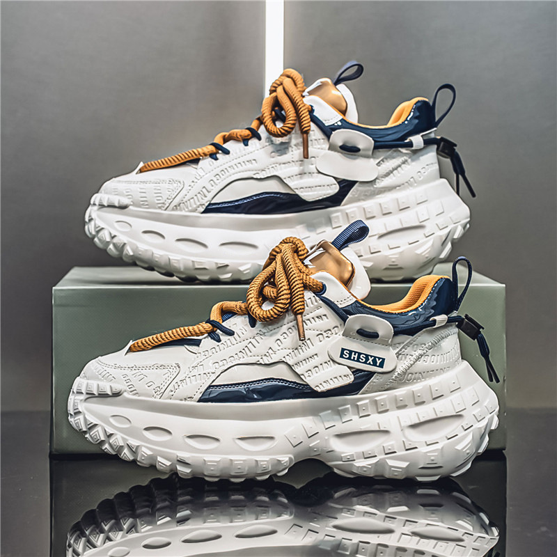 2025 cuatro temporadas en vivo zapatos de hombre de suela gruesa con ruedas de fondo zapatos deportivos de coco coreano zapatos casuales de moda estudiantil