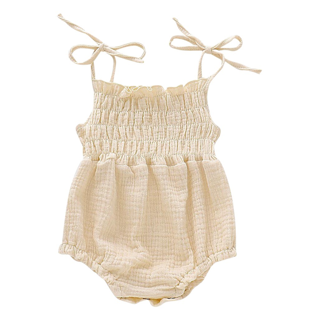 Niños y niñas de doble capa de algodón crepe ajustable con cordones mameluco de una sola pieza