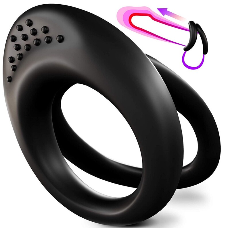 Penis Ring Cross-Border Men's Silicone Vibrating Semen Locking Ring Penis Condom Wearable Couple Resonance Penis Ring Vibration