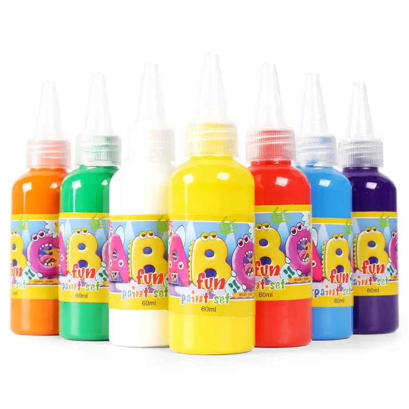 儿童涂鸦手指画颜料60ml 幼儿园手绘美术材料12色水粉颜料可水洗