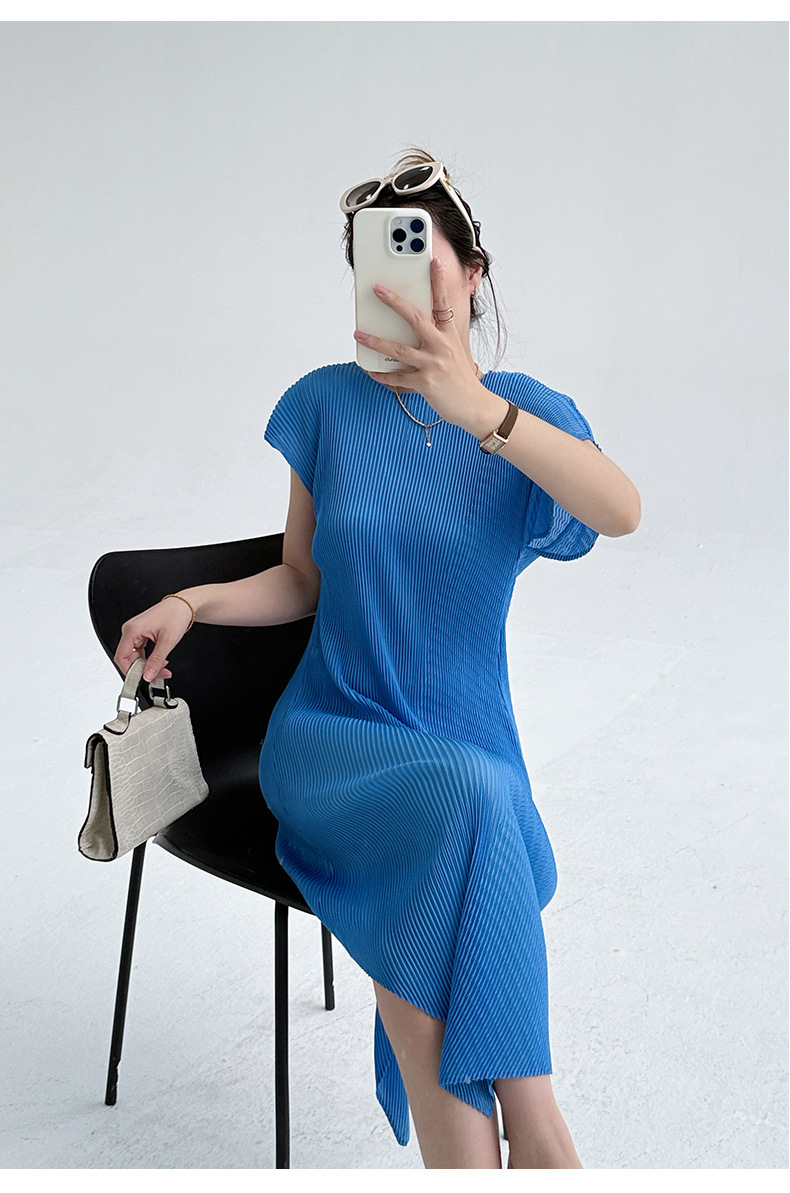 Váy dài bất quy tắc xếp ly tôn dáng thiết kế thanh lịch xuân hè — Màu đen chi tiết 9