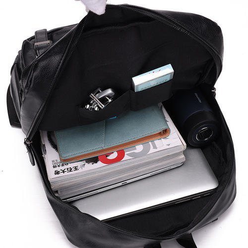 Business Trip Computer Bag for Men, Fashion Trend Dual Shoulder Bag for Men, Outdoor PU Leather Casual Backpack, Factory Wholesale