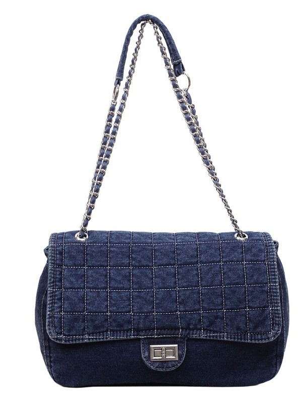 Bolso denim retro de gran capacidad para mujeres otoño / invierno 2025 nueva moda cadena mochila de transporte de viaje ocio tote
