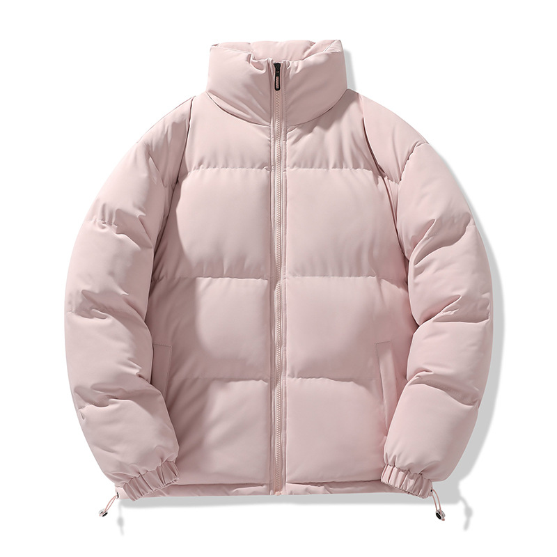 2024 abrigo acolchado de algodón grueso para hombres y mujeres del mismo estilo, casual juvenil, simple, suelto, cuello alto, chaqueta de algodón, chaqueta de moda al por mayor