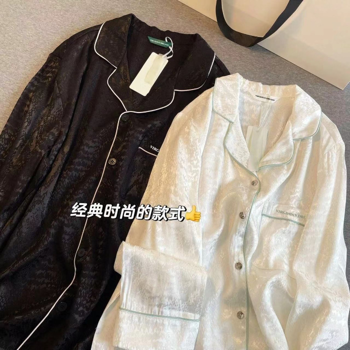 2025情侣睡衣女春季冰丝薄款长袖可爱ins风高颜值男士家居服套装|undefined
