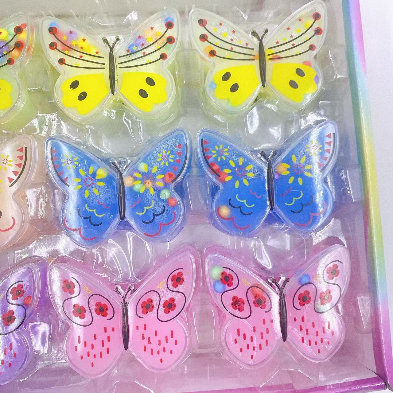 Juguetes infantiles mariposa pegamento espumante de cristal barro slime 24 alta permeabilidad mini descompresión dibujos animados lindos 2 lotes