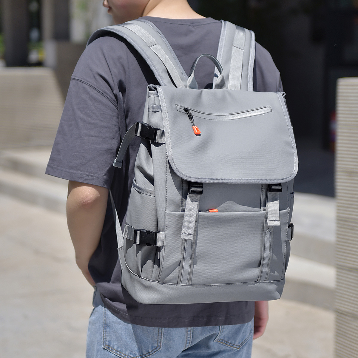 Outdoor leisure male college students, large capacity for class, street trend, fashion, versatile sports backpack_voghion.com