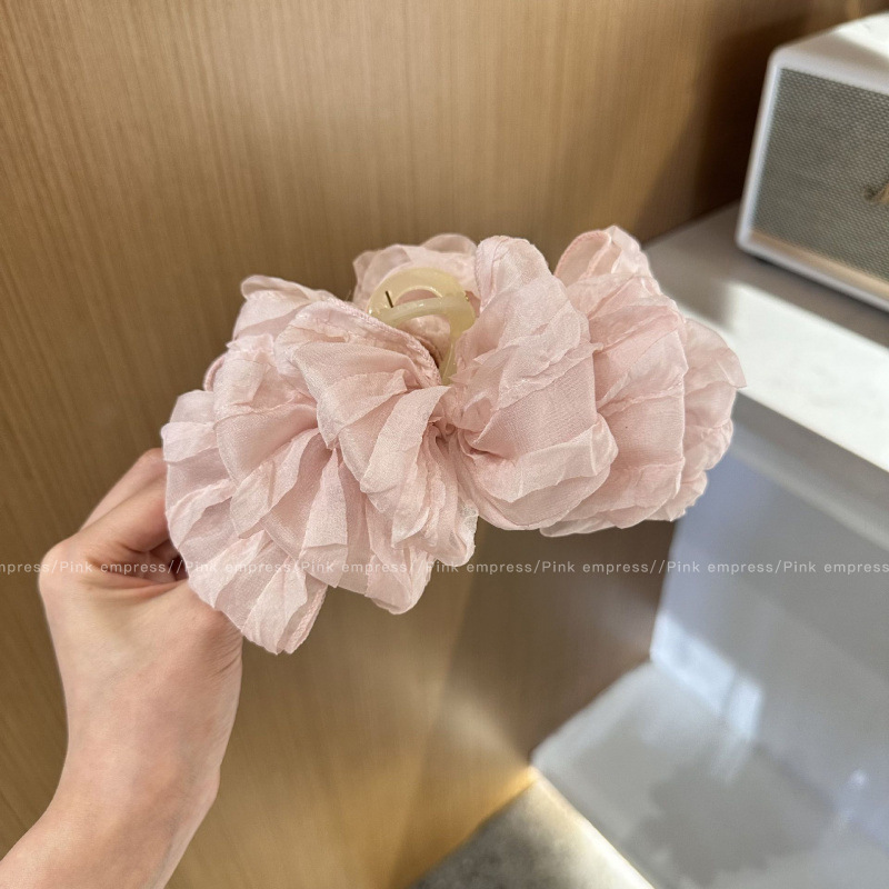 Pinza para el cabello de flor rosa para mujer 2025 nuevo clip de agarre para el cabello con placa posterior de la cabeza grande clip de tiburón de flor para la cabeza horquilla