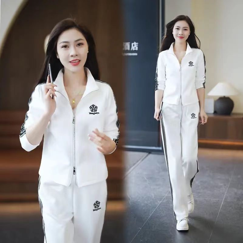 Casual Sports Suit for Women 2025 Spring & Fall New Style Fashionable and Age-Reducing Sweatshirt and Sweatpants Running Suit Two-Piece Set for Women