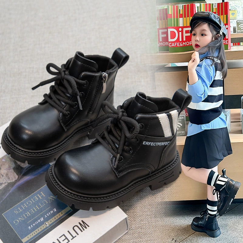 男女孩时装靴2025秋季韩版新款女童马丁靴小皮靴时尚英伦风中筒靴