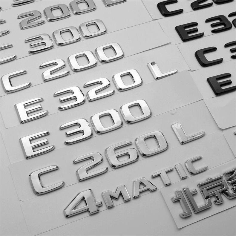 Mercedes-Benz E300L C260L C200L rear emblem, custom lettering for car decoration, E-Class and C-Class black rear car sticker