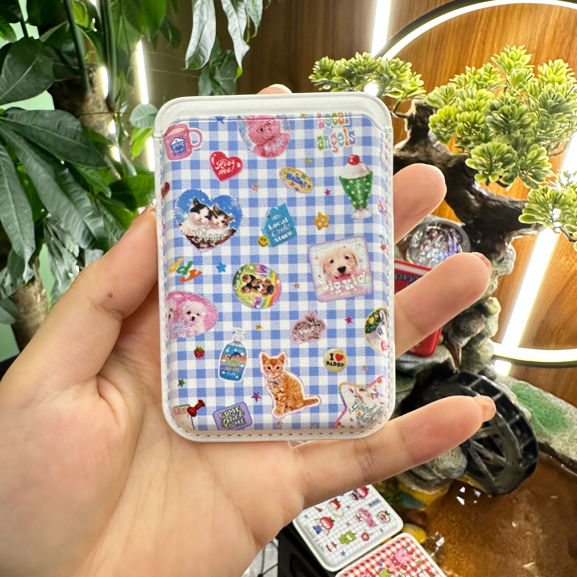 韩系小熊适用iPhone16Pro磁吸卡套Magsafe背贴PU皮质卡包手机壳