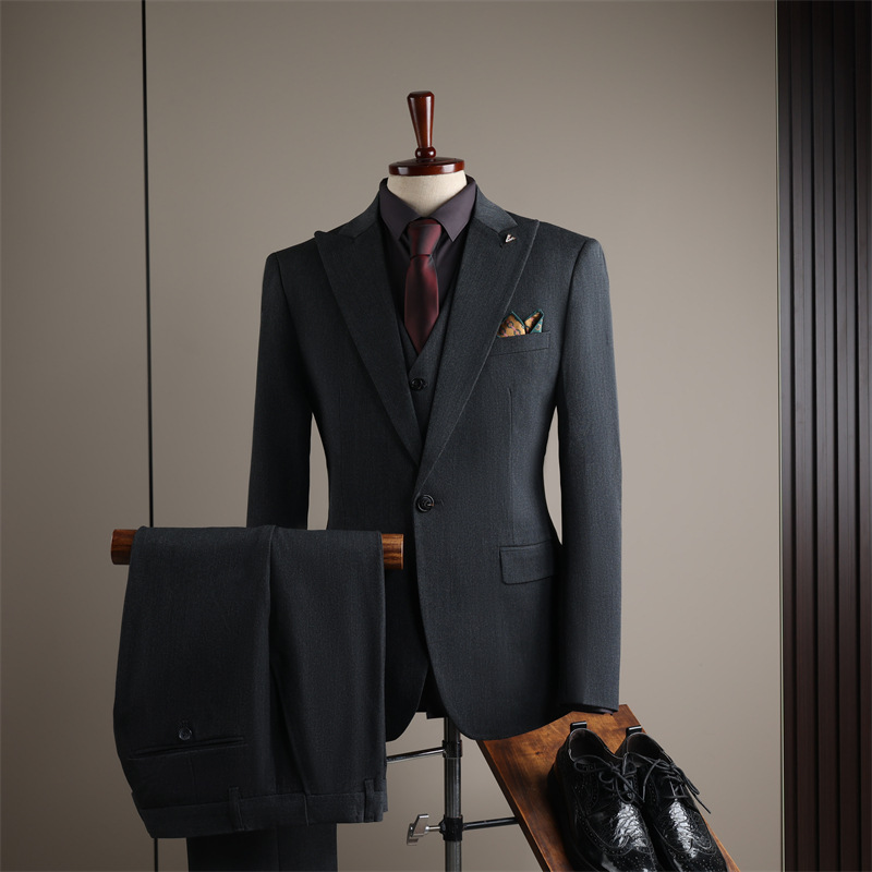 Men's Slim Fit Business Suit Korean Style Professional Grooms Groomsmen High End Clothing For All Seasons_voghion.com