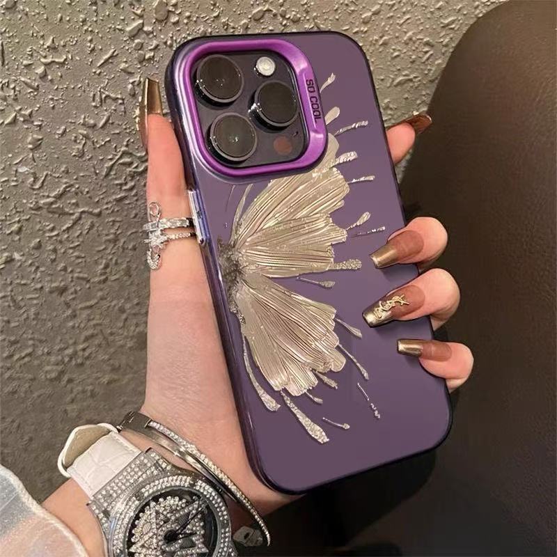 Nueva mariposa dorada para iPhone 16 funda para teléfono móvil Apple 15promax/14 anti-caída 13pro12 personalidad 11