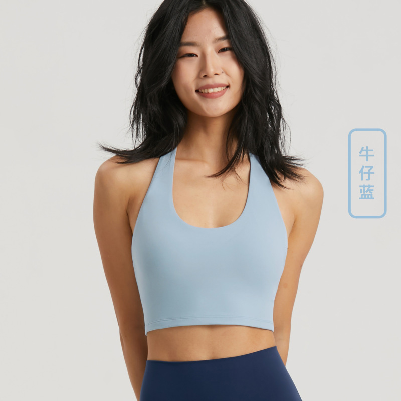 同吉莱卡运动内衣美背女挂脖吊带半固定聚拢健身背心防震瑜伽文胸|undefined