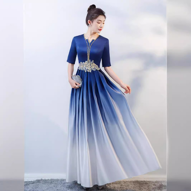 Chorus Performance Clothing Women's Long Dress 2024 New Modern Atmosphere Stage Performance Temperament Choir Conductor Dress Chorus Performance Clothing Women's Long Dress 2024 New Modern Atmosphere Stage Performance Temperament Choir Conductor Dress