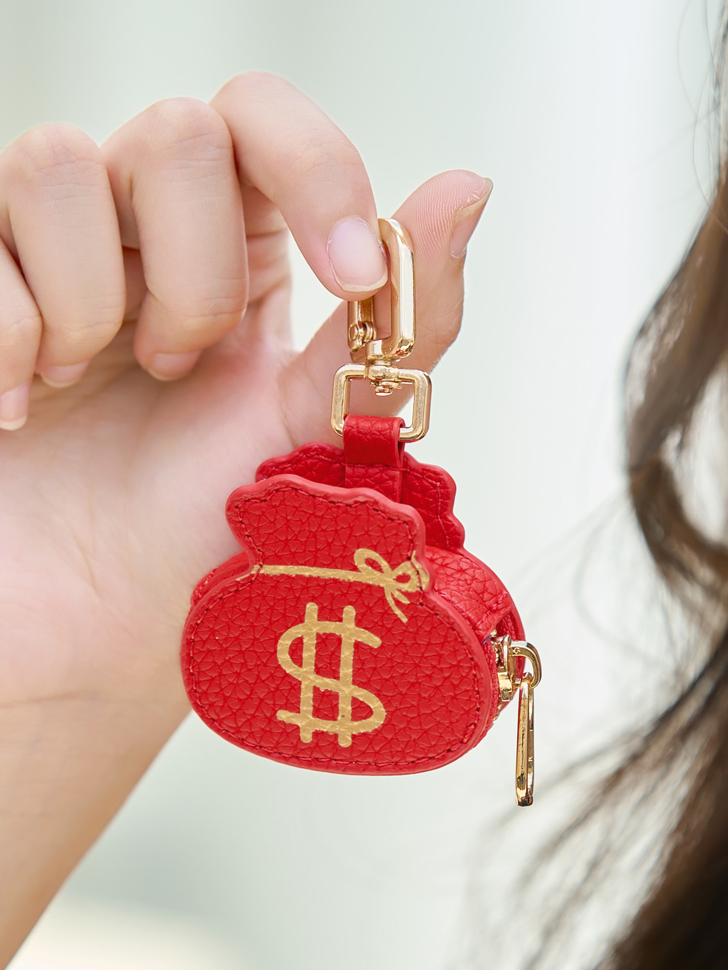 Inventario mini bolso llavero lindo bolso rojo tradicional bolso colgante pequeño multifuncional bolso de monedas